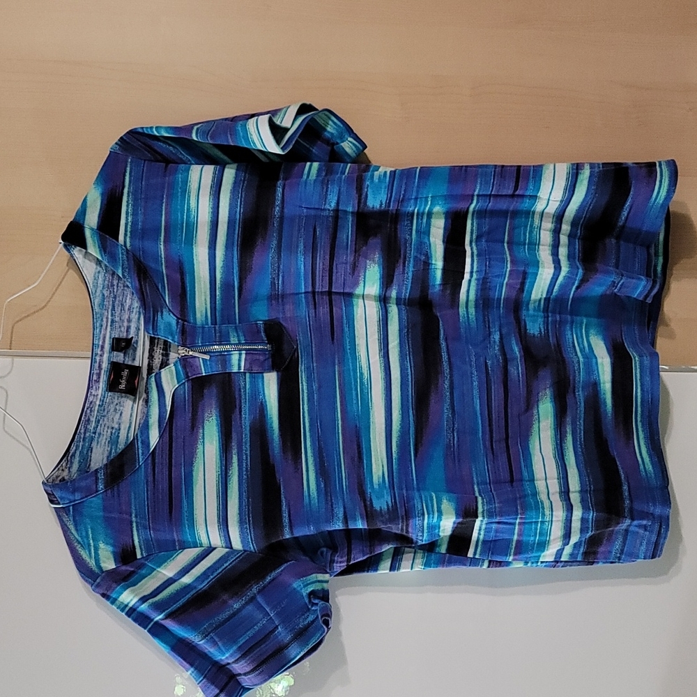 Women Rafaella Top 1x blues 💙 W Zipper Front Neckline Gently Preloved - Picture 1 of 5